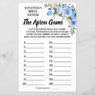 The Apron Bridal Shower english spanish game card