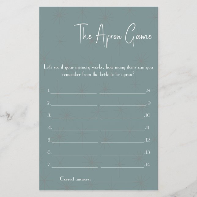 The Apron Bridal - Shower Game Flyer (Front)