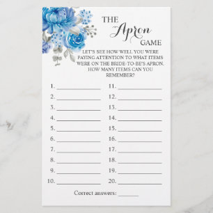 The Apron Shower Blue Flower Game Card