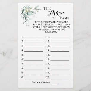 The Apron Shower Greenery Eucalyptus Game Card