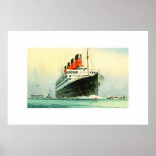 THE AQUITANIA CUNARD WHITE STAR LINE SHIP POSTER