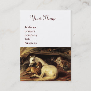 THE ARAB TENT WITH HORSES,OTHER ANIMALS, white Business Card