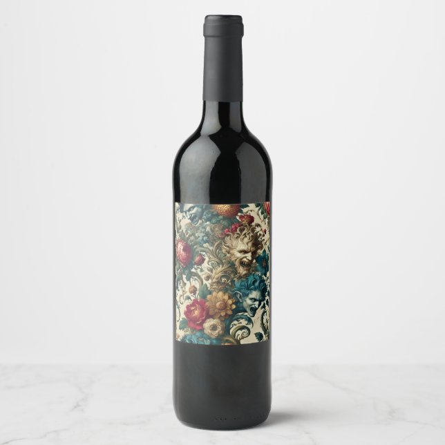 The Arcane Anarchy – Gothic Floral  Wine Label (Front)