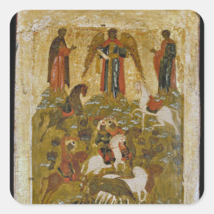 The Archangel Michael Blessing the Martyred Icon Square Sticker