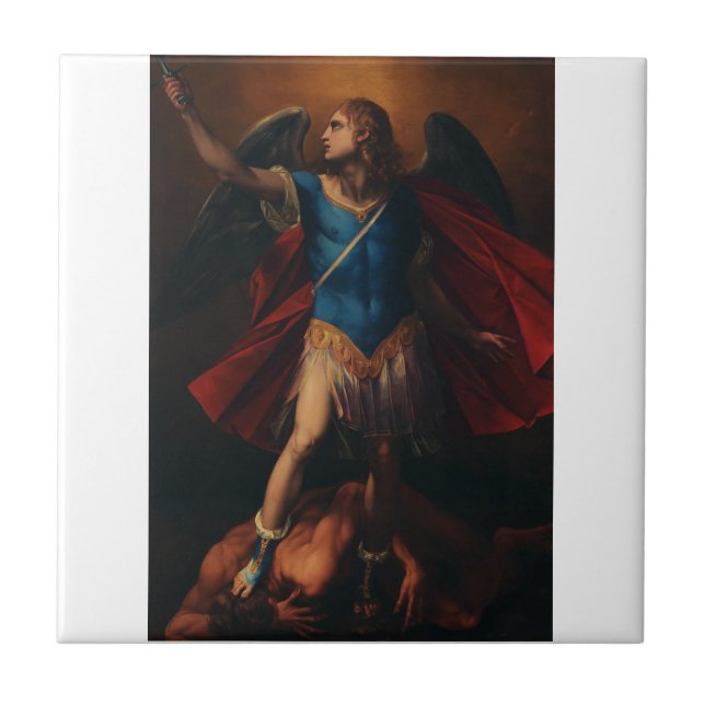 The Archangel Michael by Cavaliere d'Arpino Ceramic Tile (Front)
