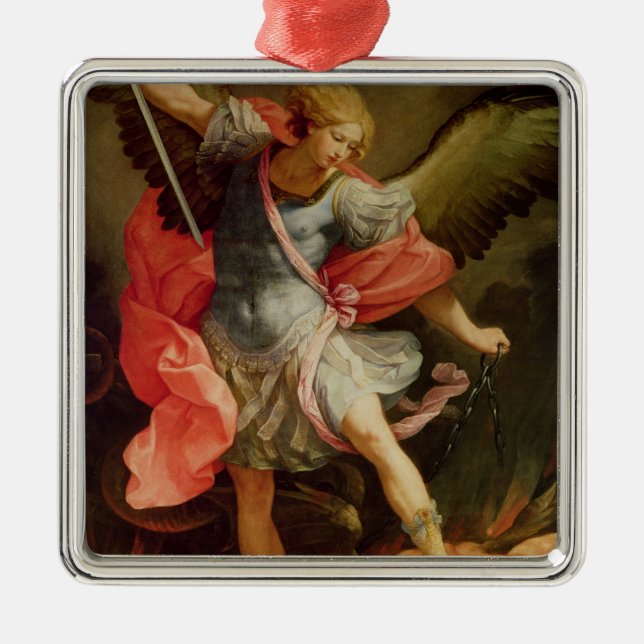 The Archangel Michael defeating Satan Metal Tree Decoration (Front)