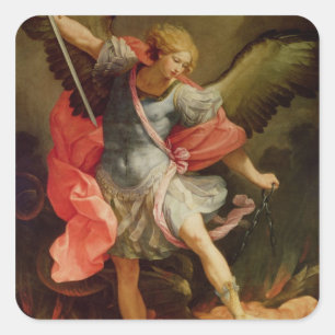 The Archangel Michael defeating Satan Square Sticker