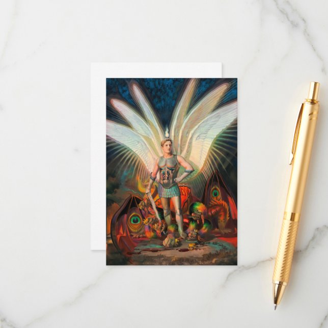 The Archangel Michael Defeats the Dragon Enclosure Card (Front/Back In Situ)