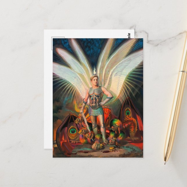 The Archangel Michael Defeats the Dragon Postcard (Front/Back In Situ)