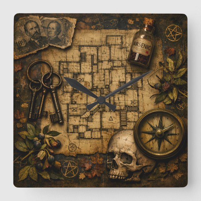 The Architect of Death: H.H. Holmes Murder Castle  Square Wall Clock (Front)