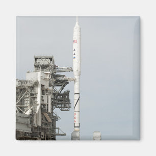 The Ares I-X rocket is seen on the launch pad 2 Magnet