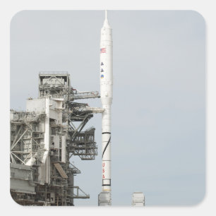 The Ares I-X rocket is seen on the launch pad 2 Square Sticker