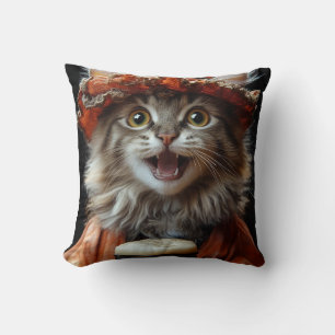The Aristocratic Feline Throw Pillow
