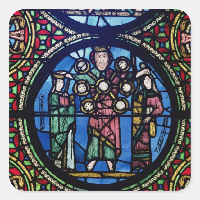 The Ark of the Covenant window, detail of God with Square Sticker (Front)