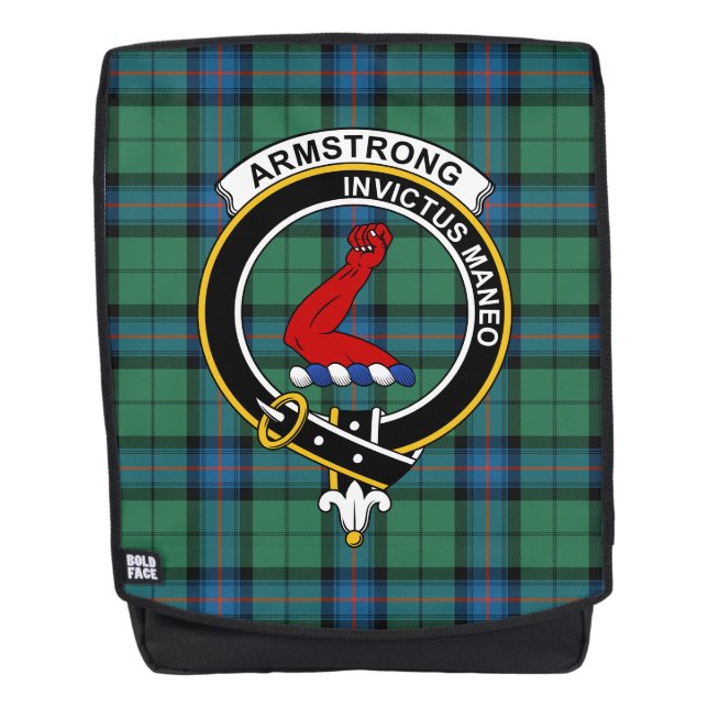 The Armstrong Hunting Clan Crest Tartan Plaid Backpack (Front)