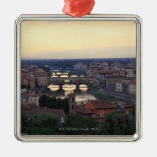 The Arno river and Ponte Vecchio in Florence, Metal Ornament