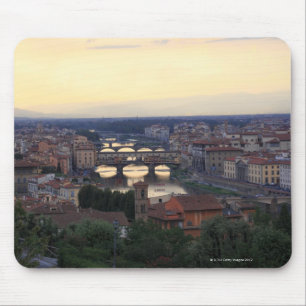 The Arno river and Ponte Vecchio in Florence, Mouse Pad