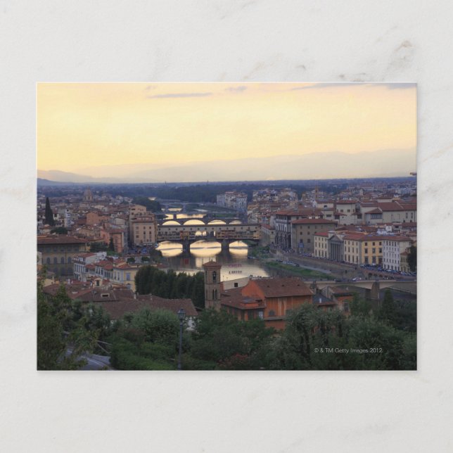 The Arno river and Ponte Vecchio in Florence, Postcard (Front)