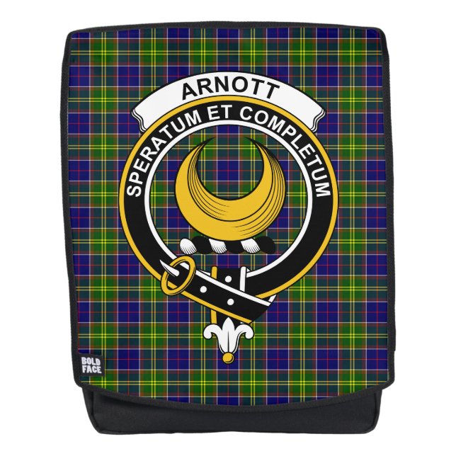 The Arnott Clan Crest Tartan Plaid Backpack (Front)