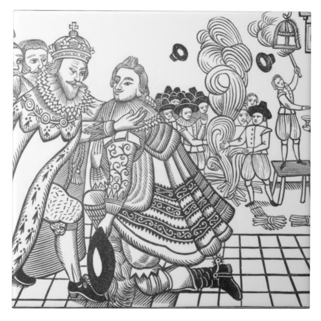 The Arrival of His Majesty Charles (1600-49) Princ Ceramic Tile (Front)