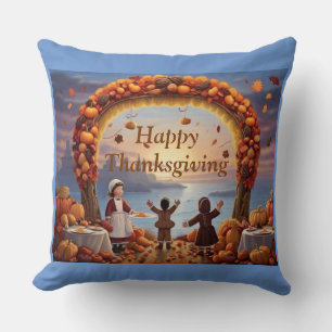 The Arrival of Thanksgiving Throw Pillow