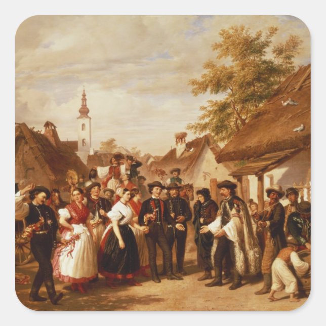 The Arrival of the Bride, 1856 Square Sticker (Front)