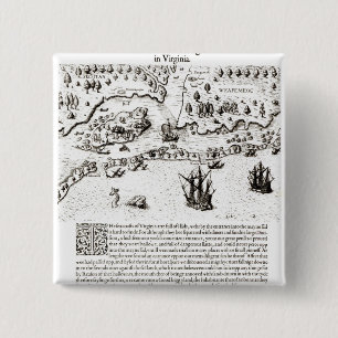 The Arrival of the Englishmen in Virginia 15 Cm Square Badge