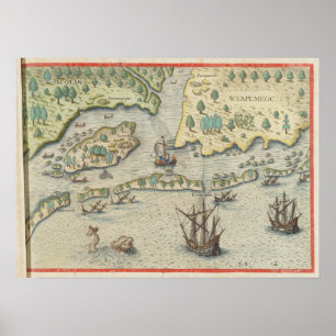 The arrival of the Englishmen in Virginia Poster