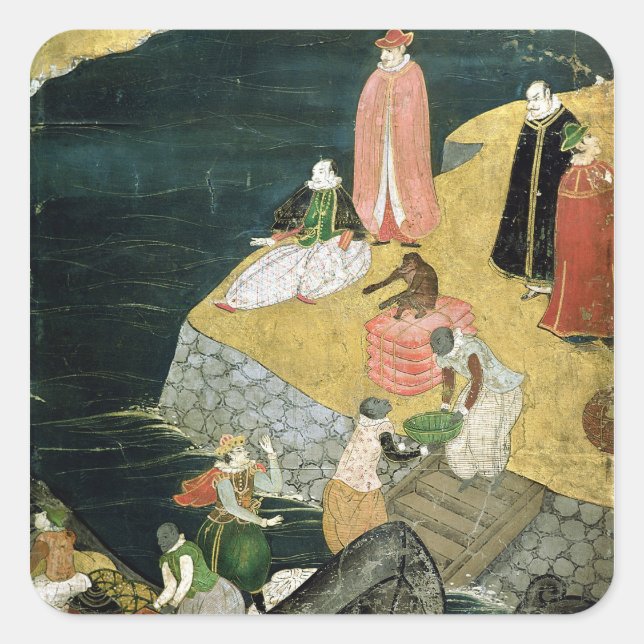 The Arrival of the Portuguese in Japan Square Sticker (Front)