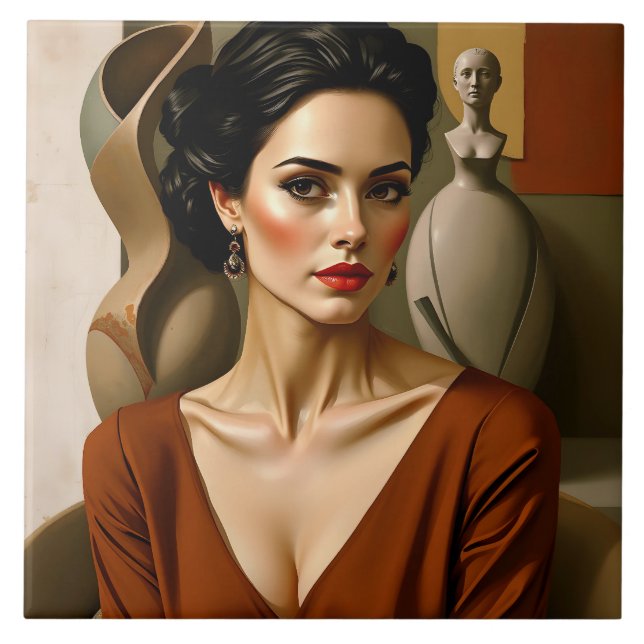 The Art Between Us – Colourful Portrait         Ceramic Tile (Front)