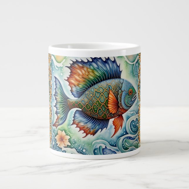 The Art of Batik Fish Large Coffee Mug (Front)