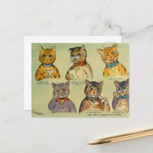 The Art of Bidding at Auction by Louis Wain Holiday Postcard