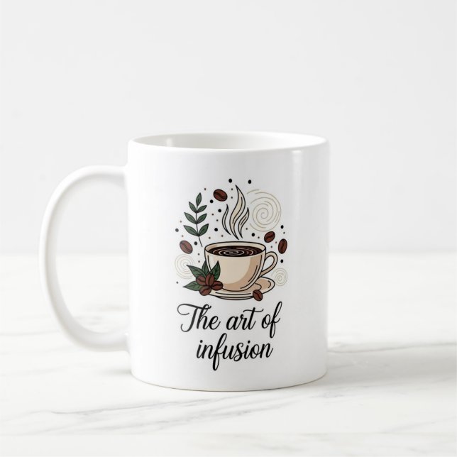 The Art of Infusion - Elegant Coffee Illustration Coffee Mug (Left)
