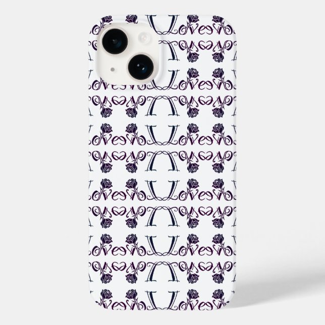 The Art of Love: Elegant Letters and Blooming Rose Case-Mate iPhone Case (Back)