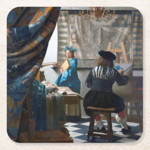 The Art of Painting, Johannes Vermeer, 1666-1667 Square Paper Coaster