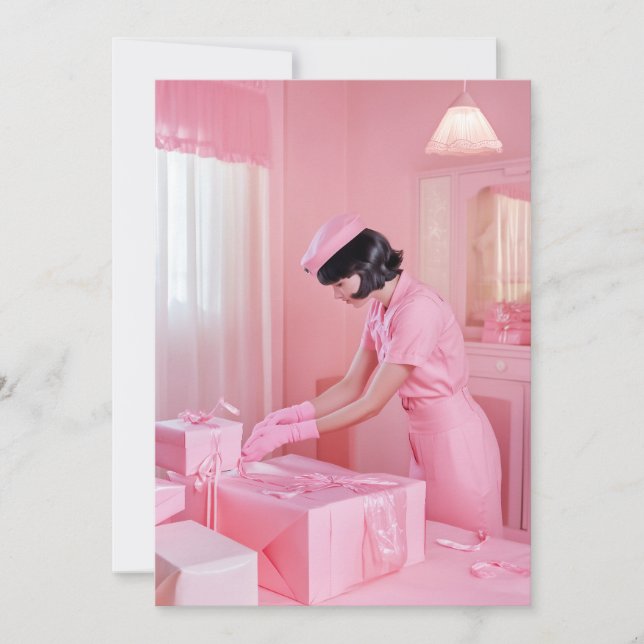 The Art of Pink Gift Wrapping Invitation (Front)