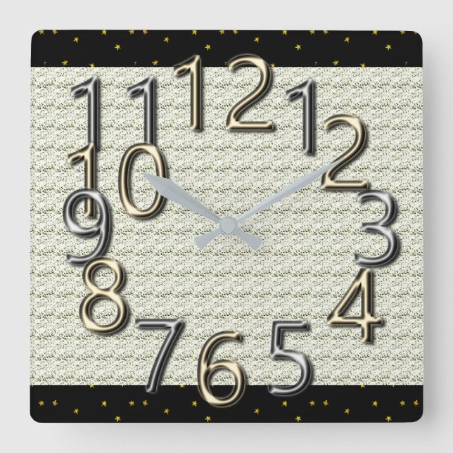 The-Art-of-Time- MoD-Silver & Gold-Clocks Square Wall Clock (Front)