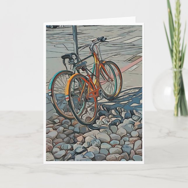 The Art of Walking - Bicycles waiting Thank You Card (Front)