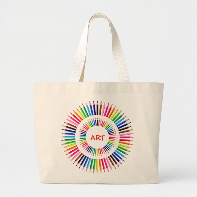 The Art Teacher, Coloured Pencils Large Tote Bag (Front)