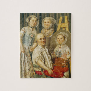 The Artist and His Family (oil on canvas) Jigsaw Puzzle