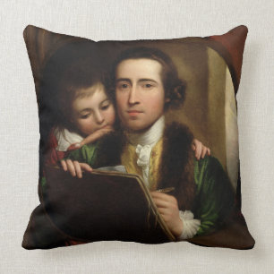 The Artist and his son Raphael, c.1773 (oil on can Cushion