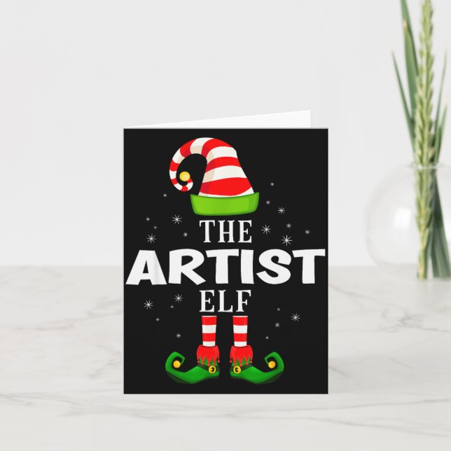 The Artist Elf Christmas Pjs Matching Pajama  Card (Front)