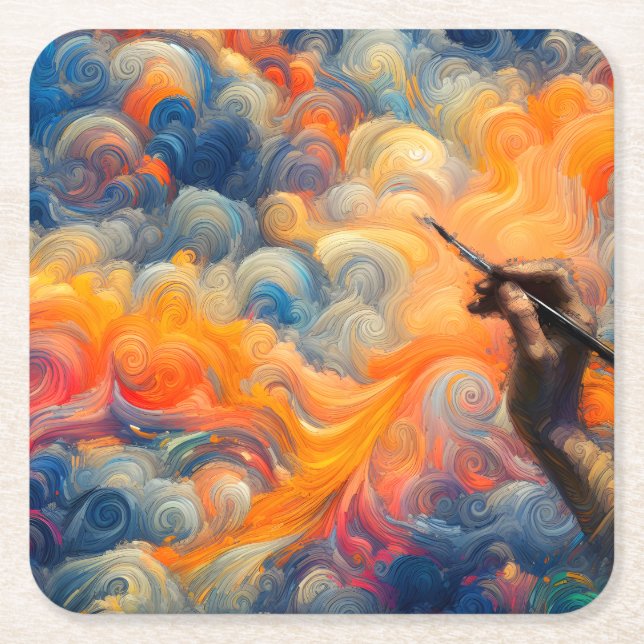 The artist of the sky square paper coaster (Front)