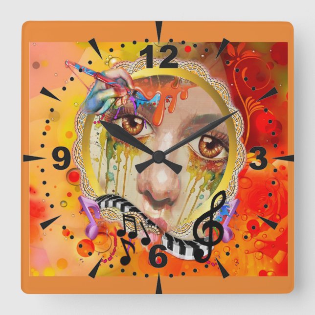 The Artist pallet Square Wall Clock (Front)