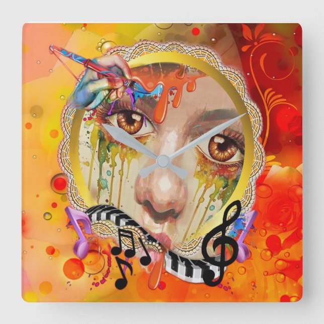 The Artist pallet Square Wall Clock (Front)