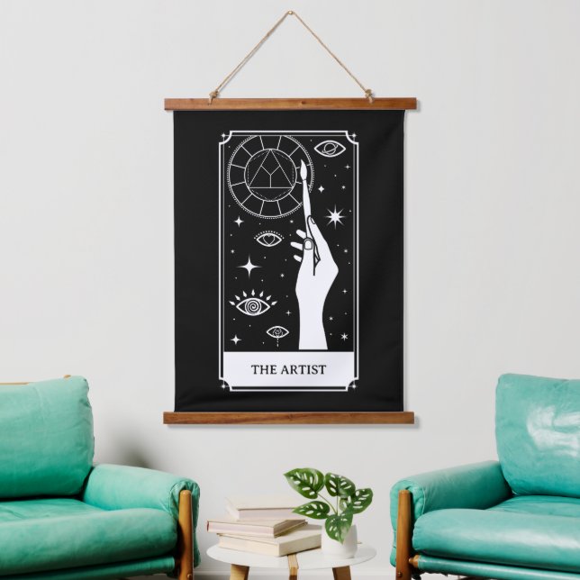 the ARTIST TAROT CARD customisable text Hanging Tapestry (Living Room)