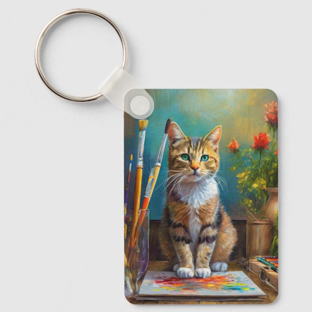 The Artistic Cat Key Ring (Front)