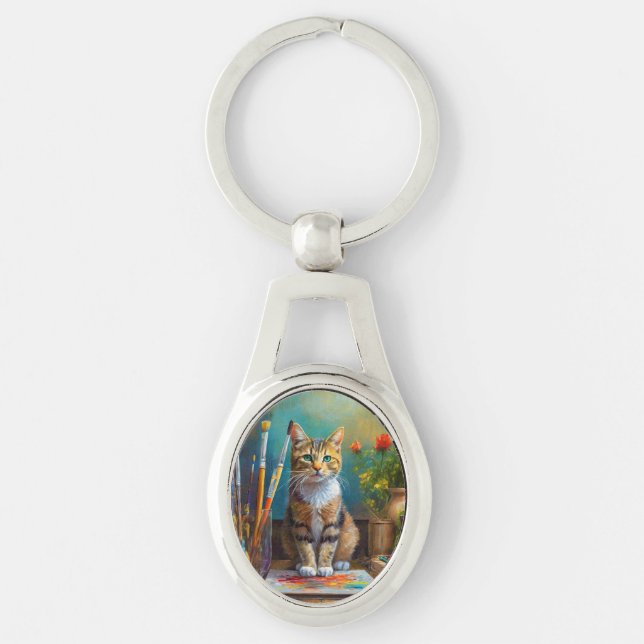 The Artistic Cat Key Ring (Front)