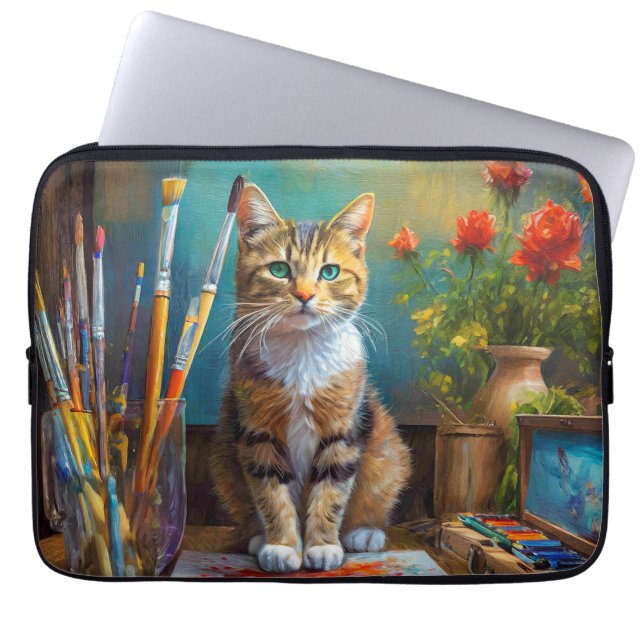 The Artistic Cat Laptop Sleeve (Front)