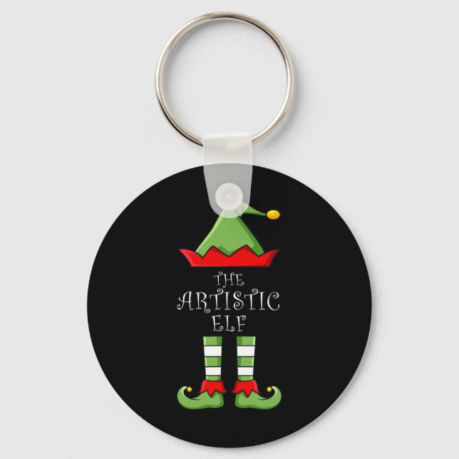 The Artistic Elf Fun Family Matching Group Pajama  Key Ring (Front)